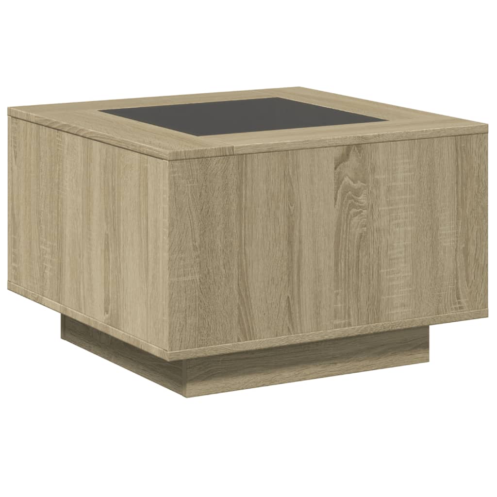 Coffee Table with LED Sonoma Oak 60x60x40 cm Engineered Wood