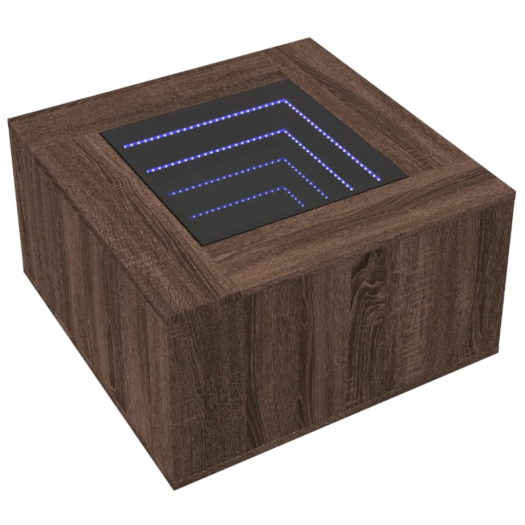 Coffee Table with LED Brown Oak 60x60x40 cm Engineered Wood