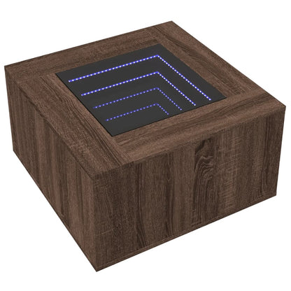 Coffee Table with LED Brown Oak 60x60x40 cm Engineered Wood