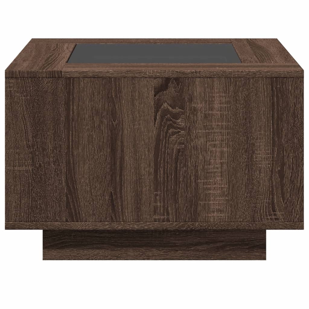 Coffee Table with LED Brown Oak 60x60x40 cm Engineered Wood
