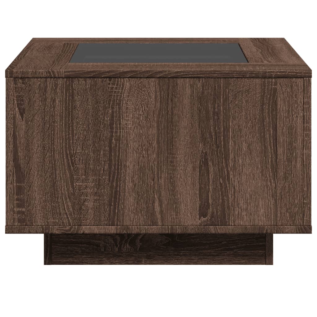 Coffee Table with LED Brown Oak 60x60x40 cm Engineered Wood