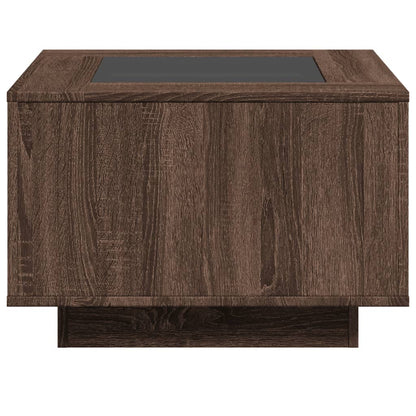 Coffee Table with LED Brown Oak 60x60x40 cm Engineered Wood