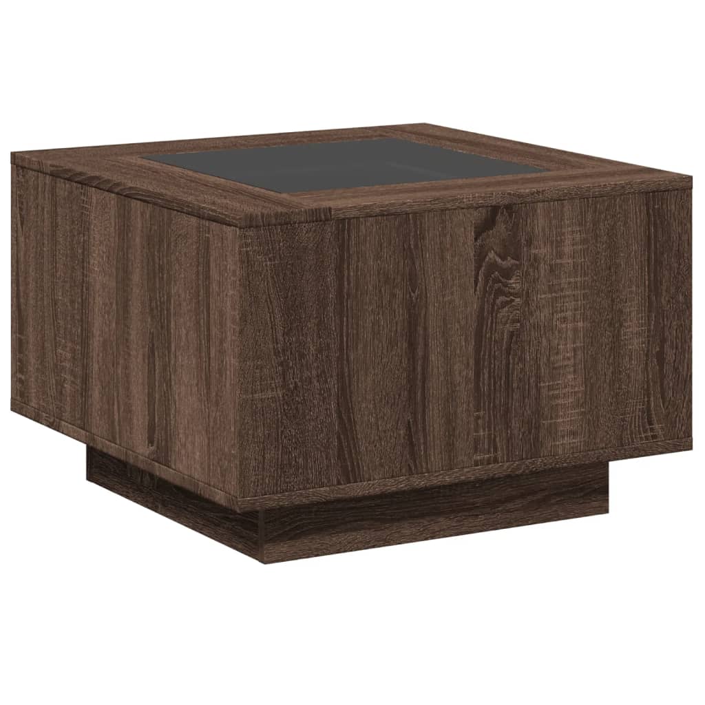 Coffee Table with LED Brown Oak 60x60x40 cm Engineered Wood