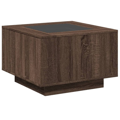 Coffee Table with LED Brown Oak 60x60x40 cm Engineered Wood