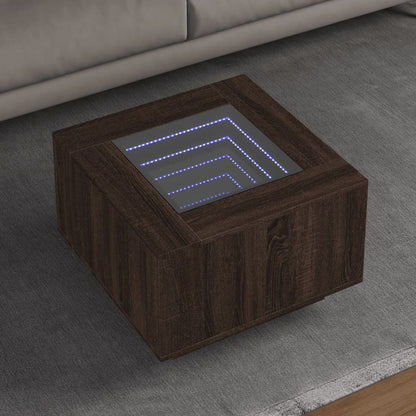 Coffee Table with LED Brown Oak 60x60x40 cm Engineered Wood