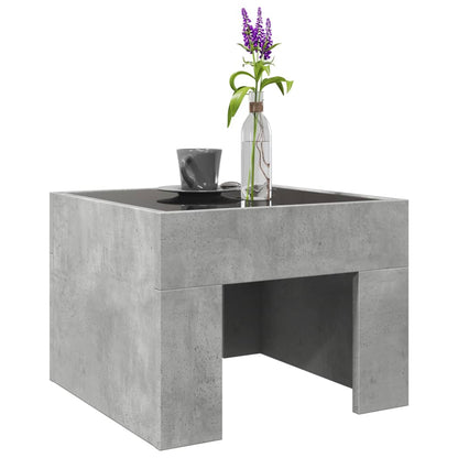 Coffee Table with Infinity LED Concrete Grey 40x40x30 cm