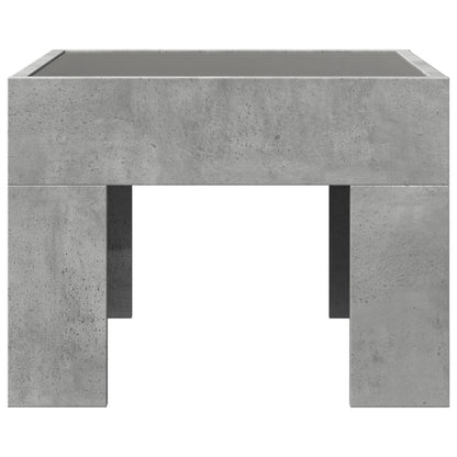 Coffee Table with Infinity LED Concrete Grey 40x40x30 cm