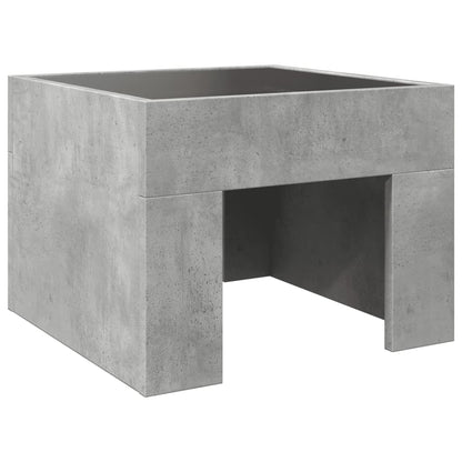 Coffee Table with Infinity LED Concrete Grey 40x40x30 cm