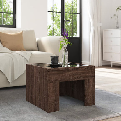 Coffee Table with Infinity LED Brown Oak 40x40x30 cm