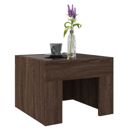 Coffee Table with Infinity LED Brown Oak 40x40x30 cm