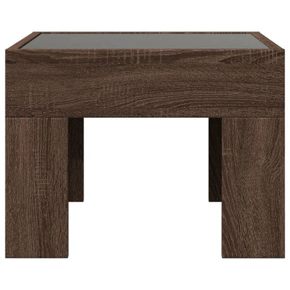 Coffee Table with Infinity LED Brown Oak 40x40x30 cm