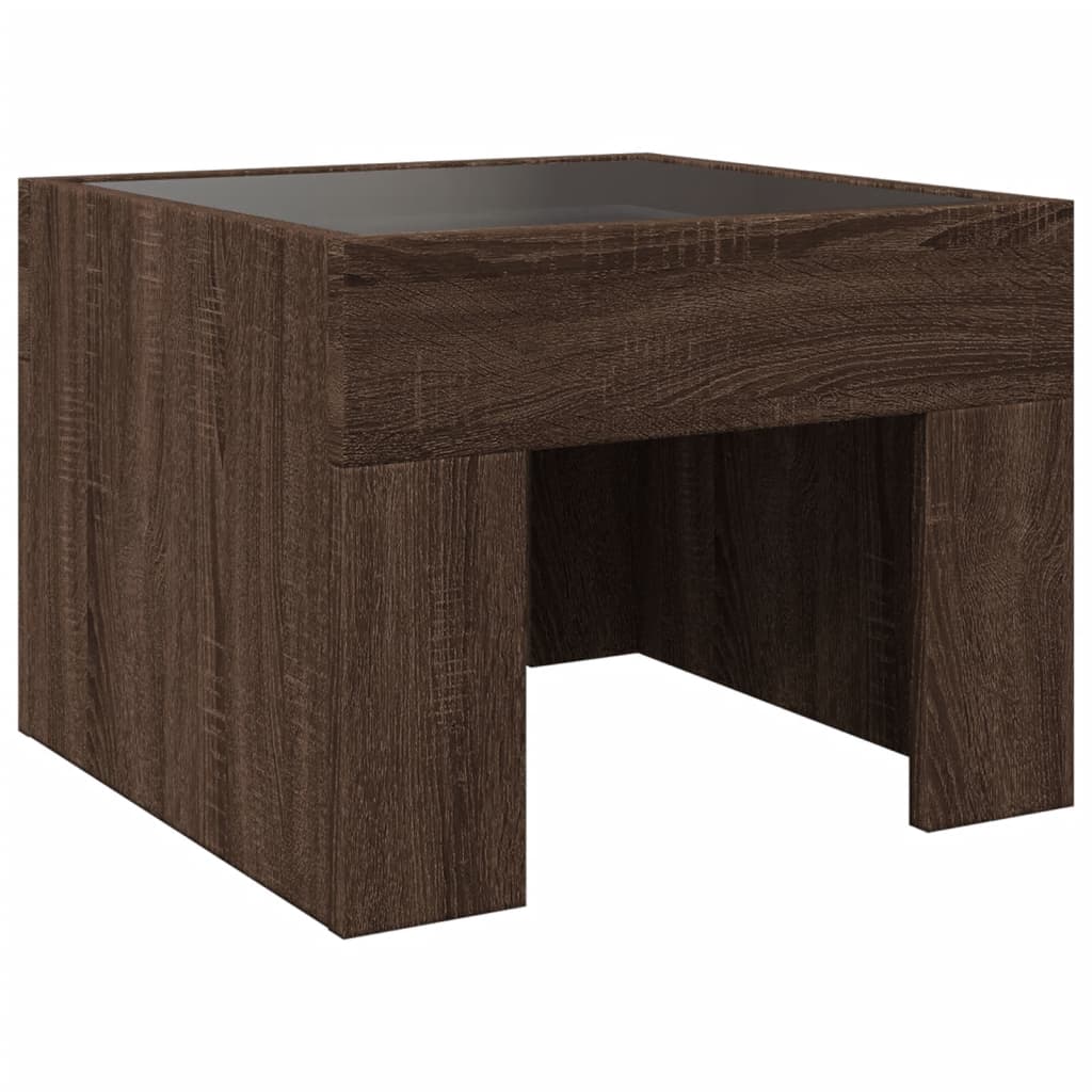 Coffee Table with Infinity LED Brown Oak 40x40x30 cm