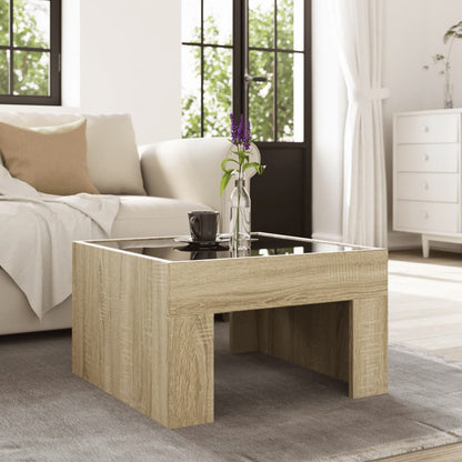 Coffee Table with Infinity LED Sonoma Oak 50x50x30 cm