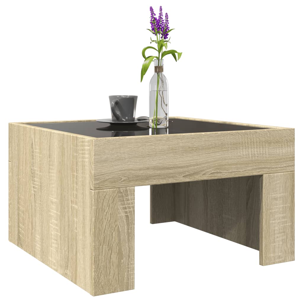 Coffee Table with Infinity LED Sonoma Oak 50x50x30 cm