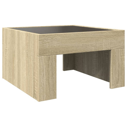 Coffee Table with Infinity LED Sonoma Oak 50x50x30 cm