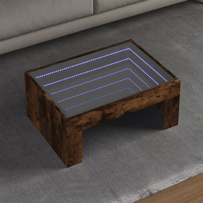 Coffee Table with Infinity LED Smoked Oak 70x50x30 cm