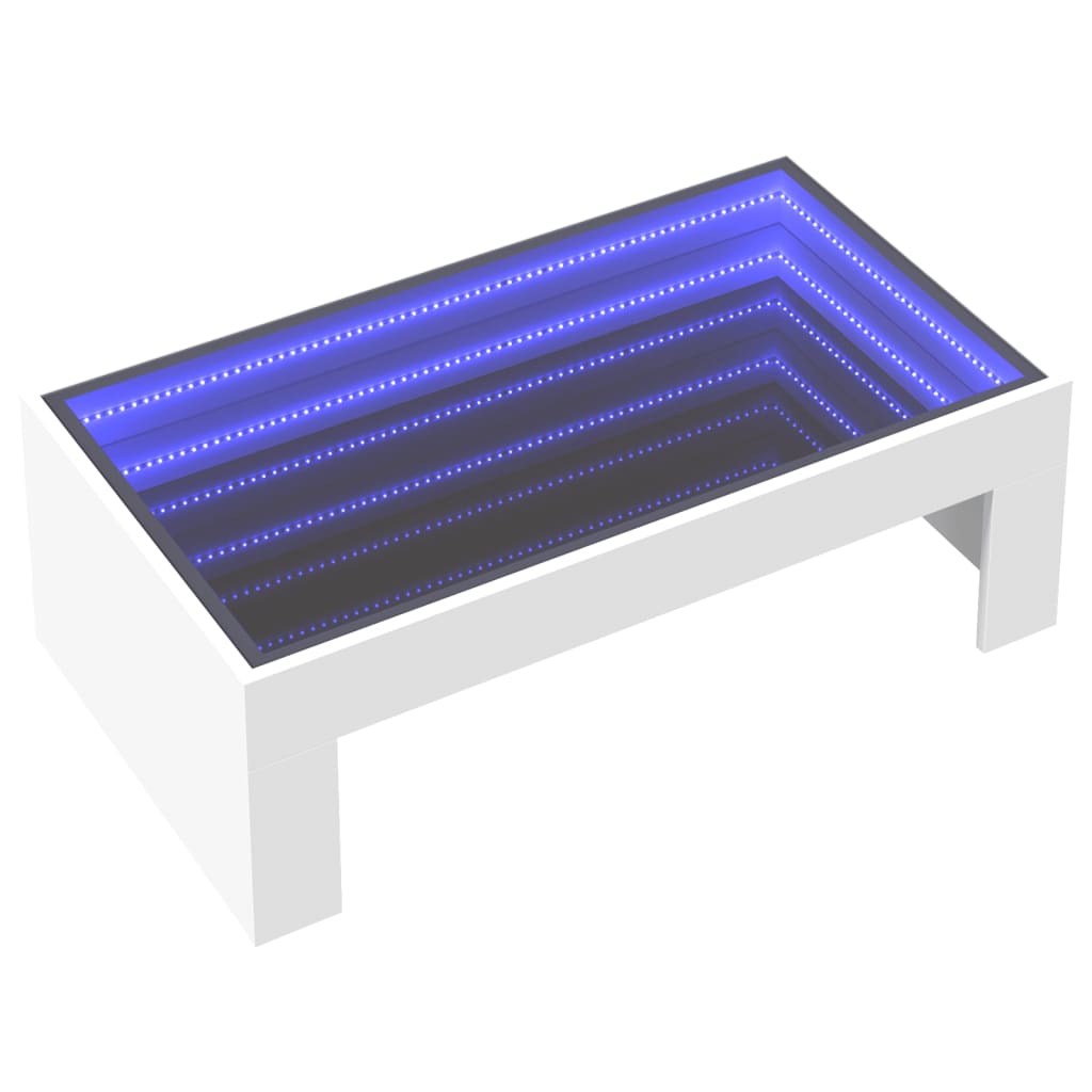 Coffee Table with Infinity LED White 90x50x30 cm