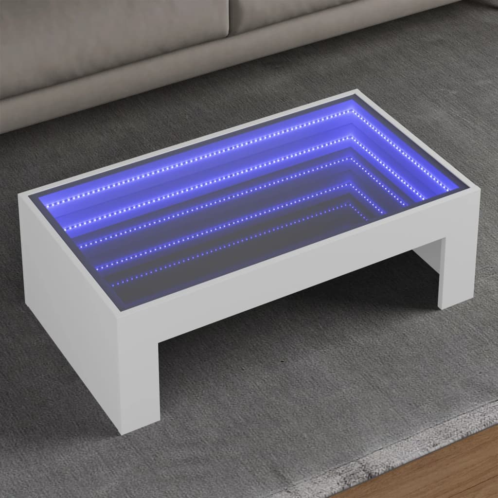 Coffee Table with Infinity LED White 90x50x30 cm