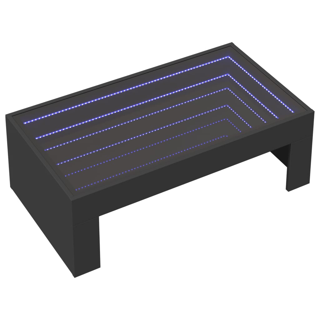 Coffee Table with Infinity LED Black 90x50x30 cm