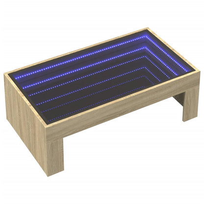 Coffee Table with Infinity LED Sonoma Oak 90x50x30 cm