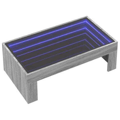 Coffee Table with Infinity LED Grey Sonoma 90x50x30 cm