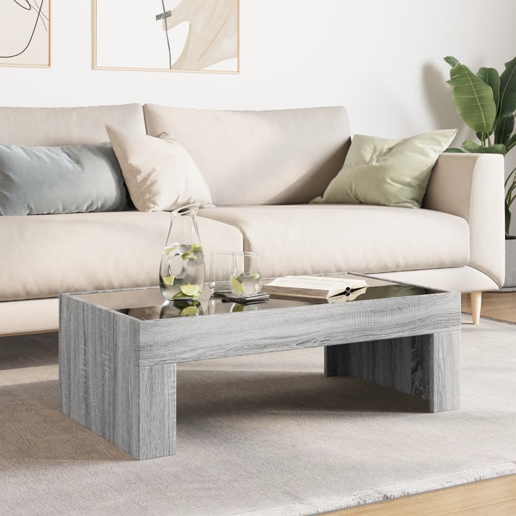 Coffee Table with Infinity LED Grey Sonoma 90x50x30 cm