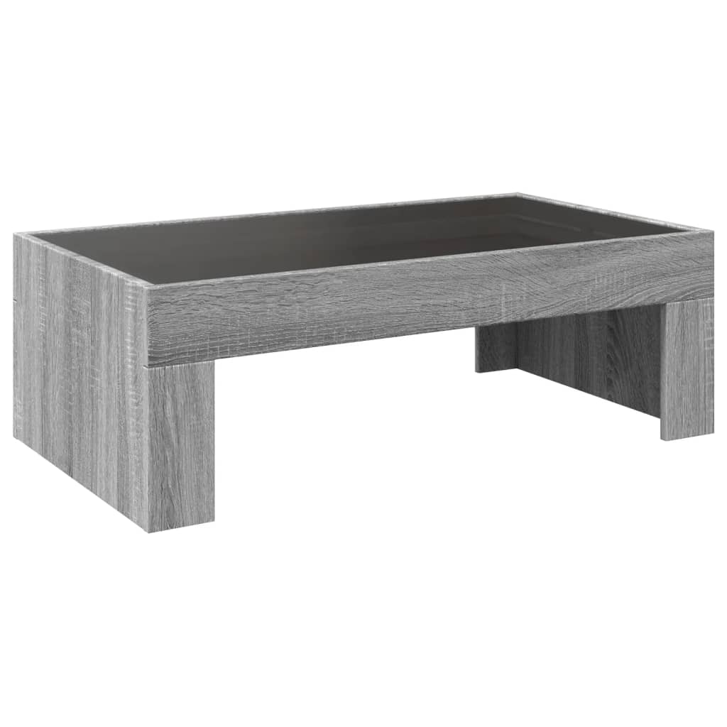 Coffee Table with Infinity LED Grey Sonoma 90x50x30 cm