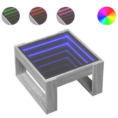 Coffee Table with Infinity LED Grey Sonoma 50x53x30 cm