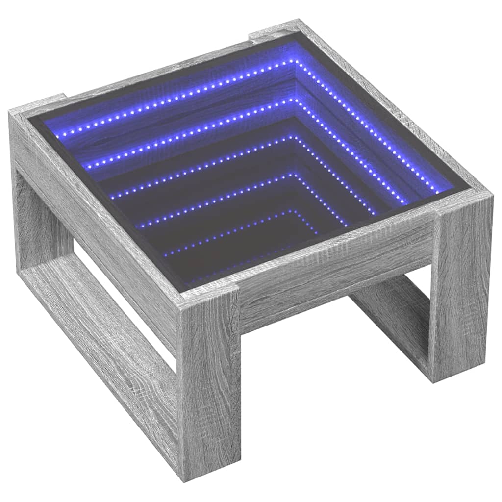 Coffee Table with Infinity LED Grey Sonoma 50x53x30 cm