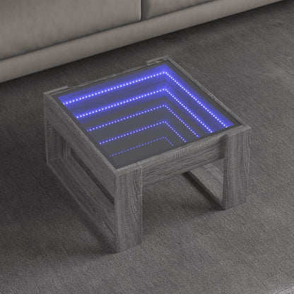 Coffee Table with Infinity LED Grey Sonoma 50x53x30 cm