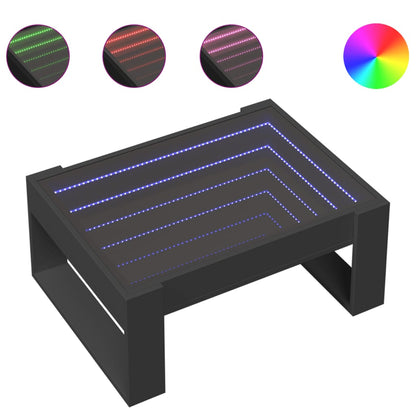 Coffee Table with Infinity LED Black 70x53x30 cm