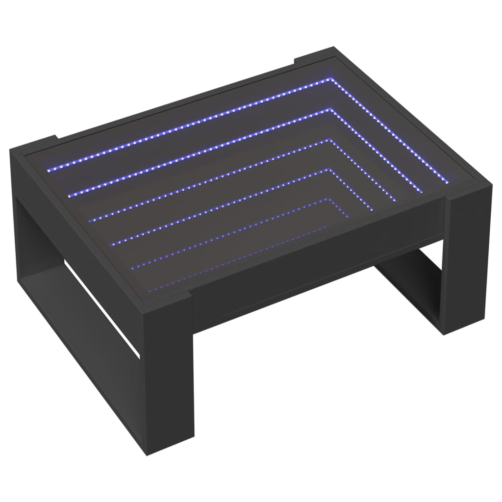 Coffee Table with Infinity LED Black 70x53x30 cm
