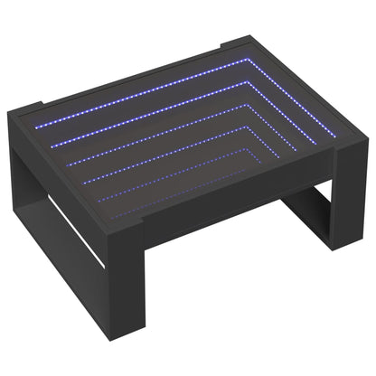 Coffee Table with Infinity LED Black 70x53x30 cm