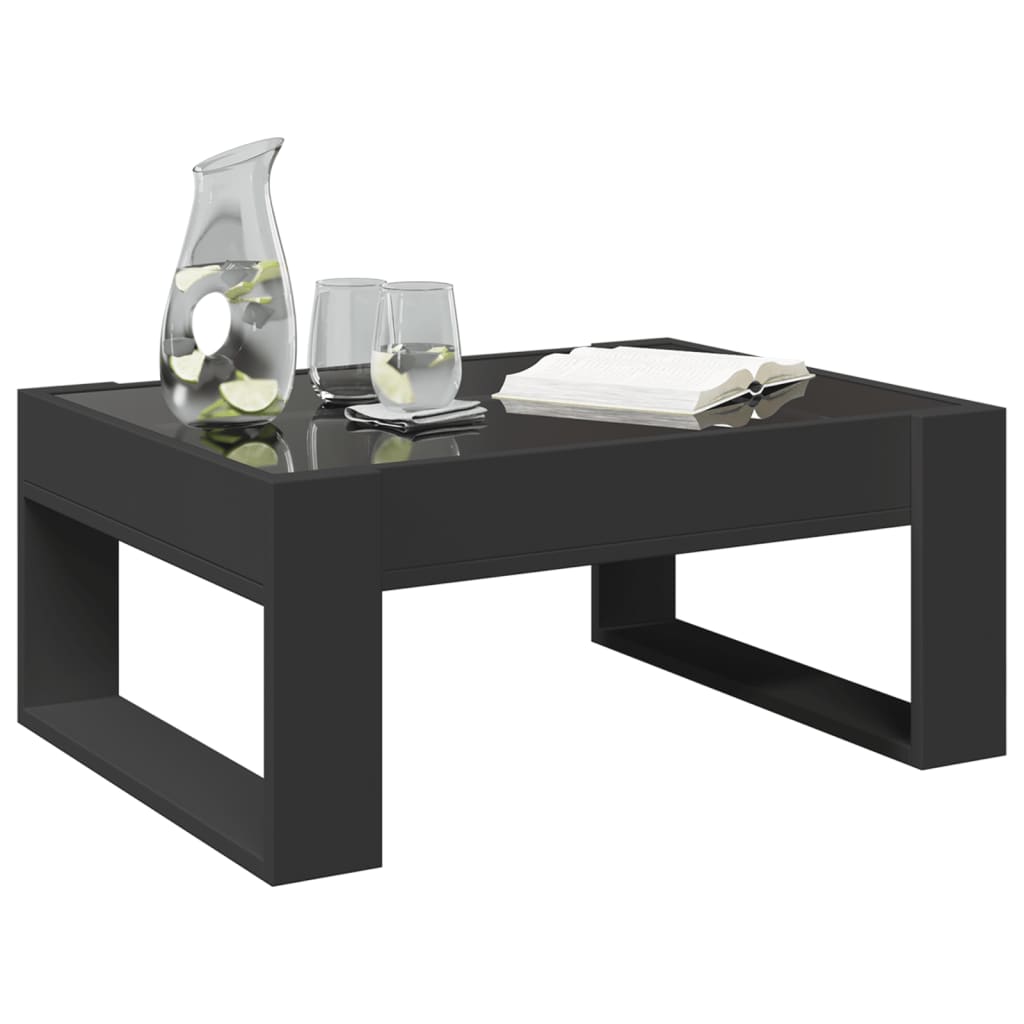Coffee Table with Infinity LED Black 70x53x30 cm