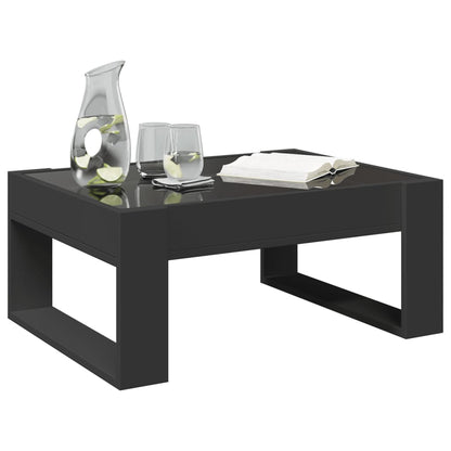 Coffee Table with Infinity LED Black 70x53x30 cm