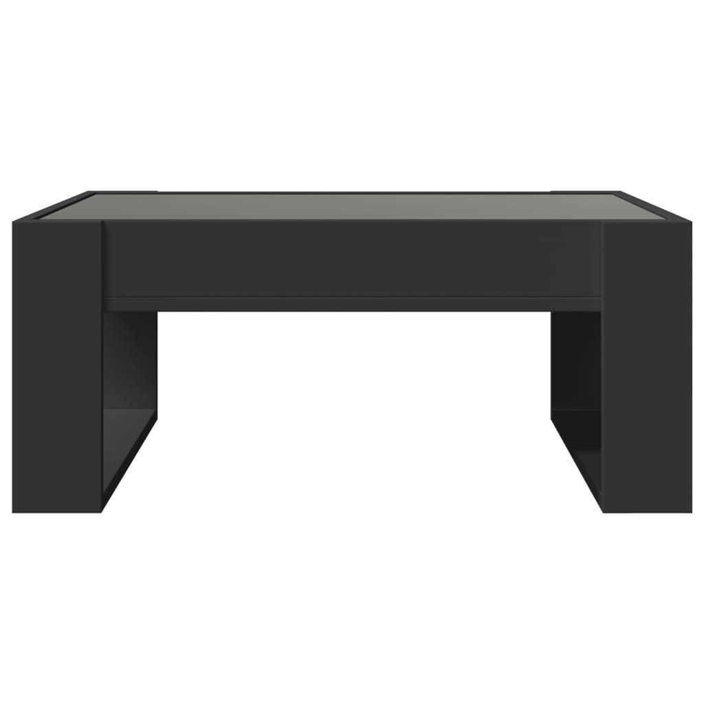 Coffee Table with Infinity LED Black 70x53x30 cm