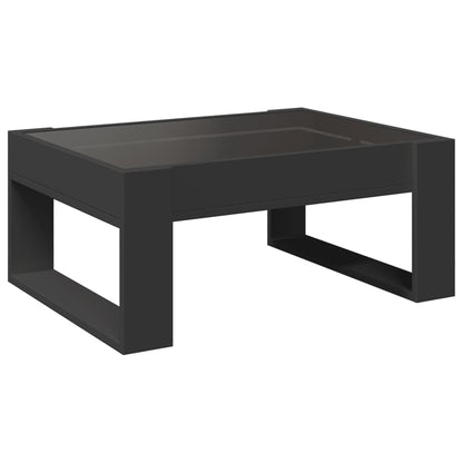 Coffee Table with Infinity LED Black 70x53x30 cm