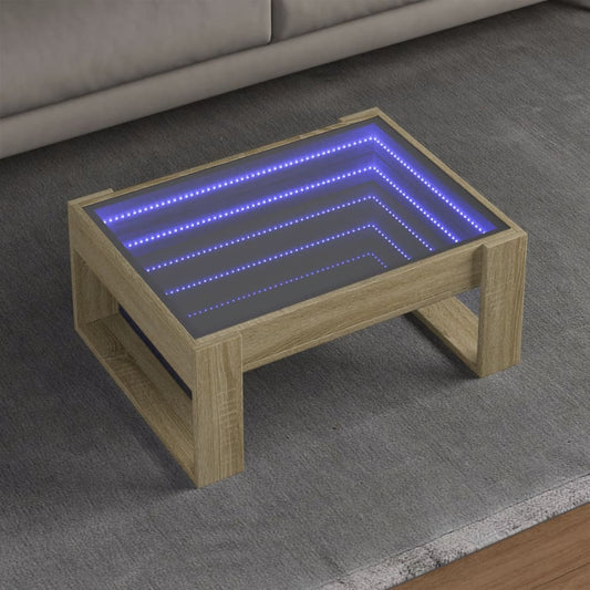 Coffee Table with Infinity LED Sonoma Oak 70x53x30 cm