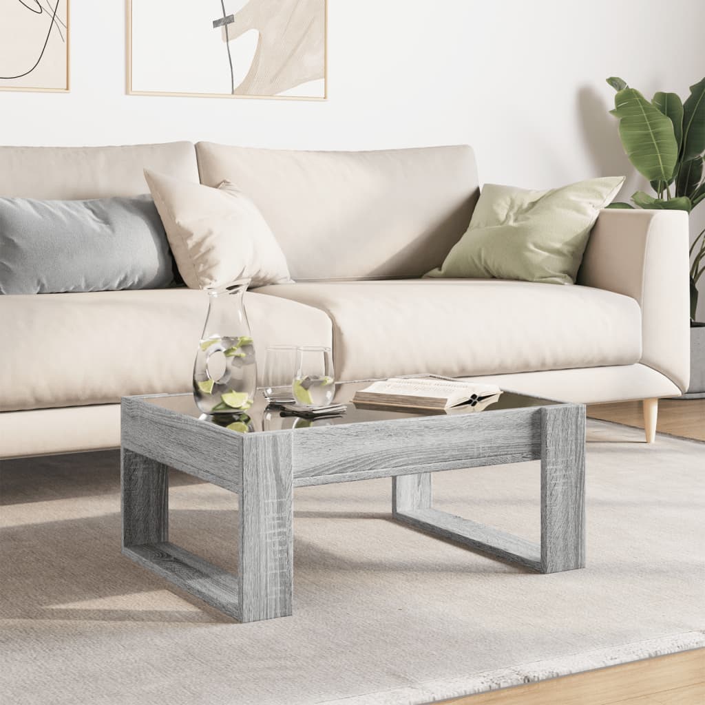 Coffee Table with Infinity LED Grey Sonoma 70x53x30 cm