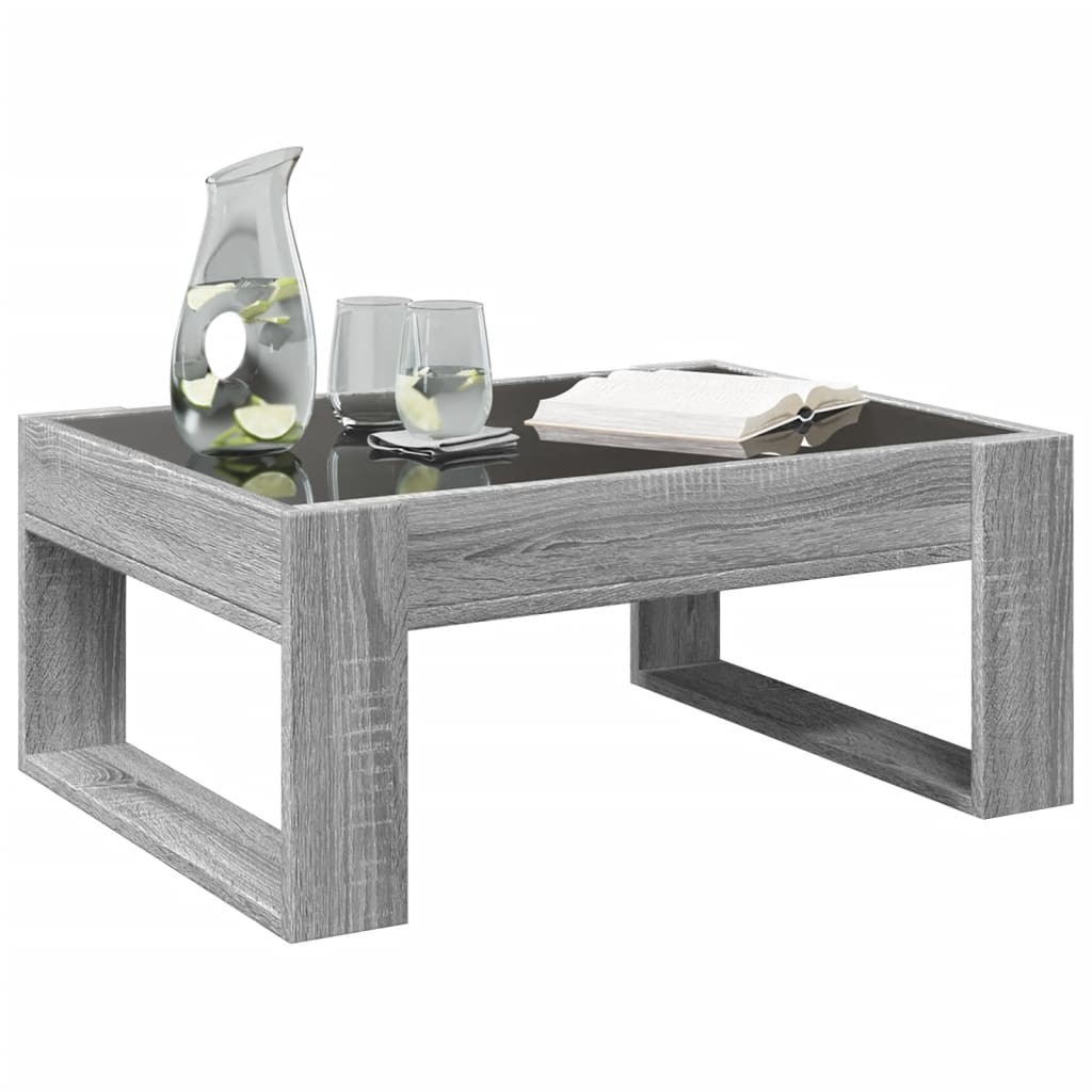 Coffee Table with Infinity LED Grey Sonoma 70x53x30 cm