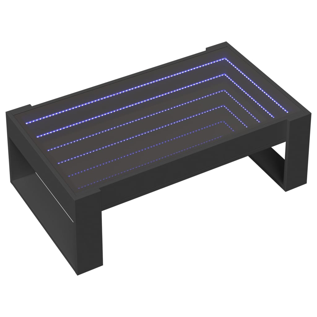 Coffee Table with Infinity LED Black 90x53x30 cm