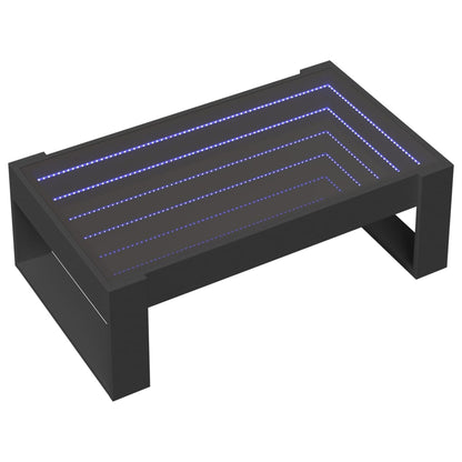 Coffee Table with Infinity LED Black 90x53x30 cm