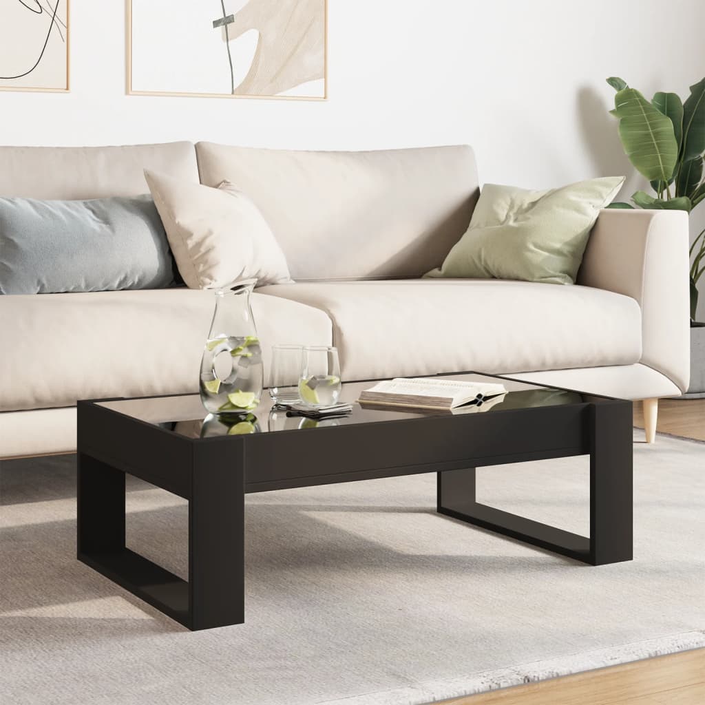 Coffee Table with Infinity LED Black 90x53x30 cm