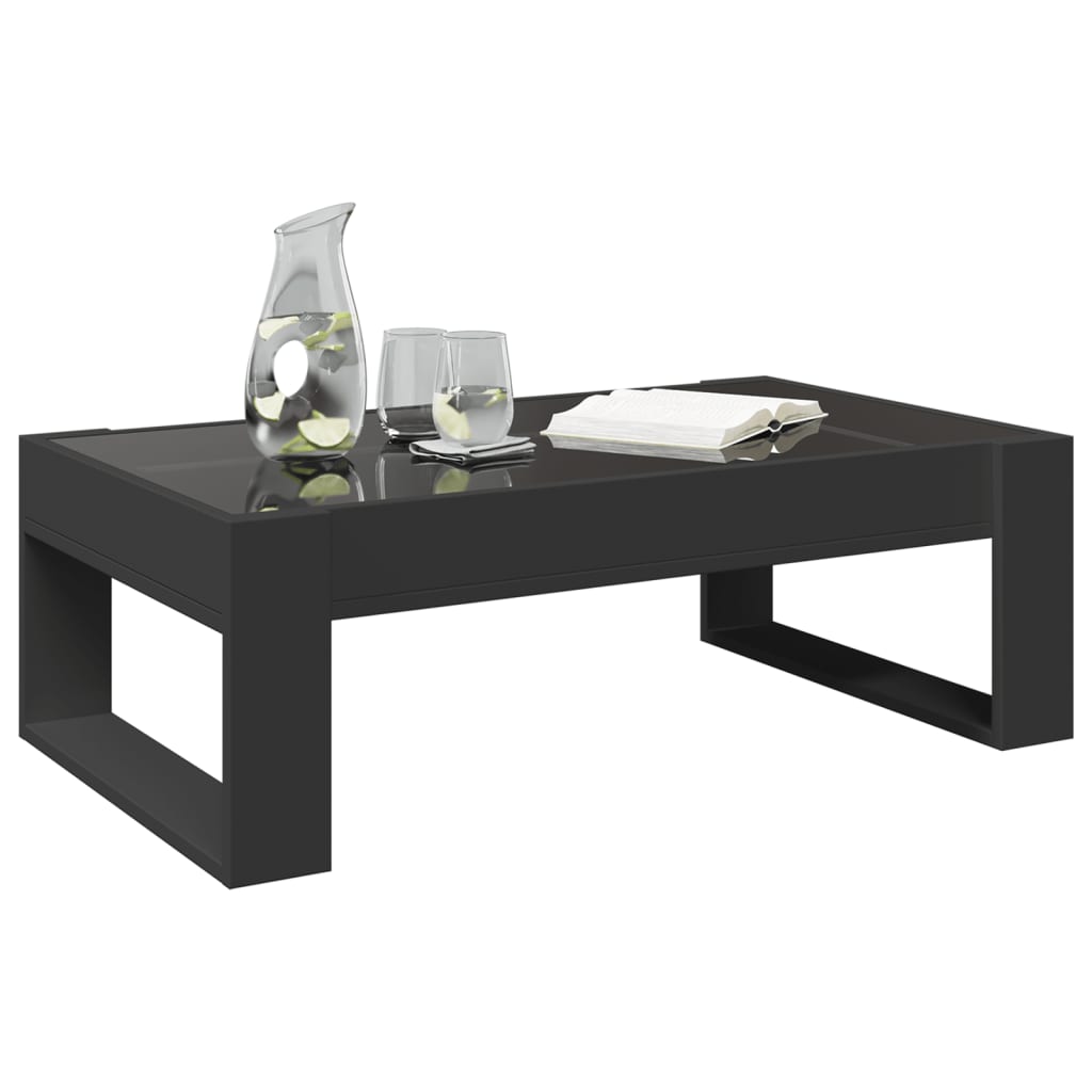 Coffee Table with Infinity LED Black 90x53x30 cm