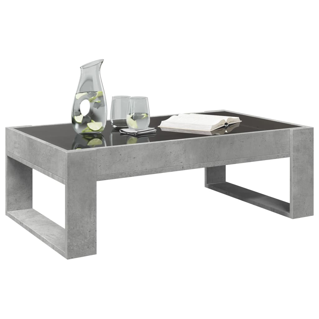 Coffee Table with Infinity LED Concrete Grey 90x53x30 cm
