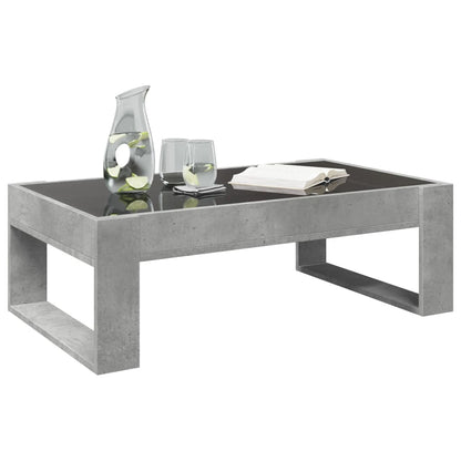 Coffee Table with Infinity LED Concrete Grey 90x53x30 cm