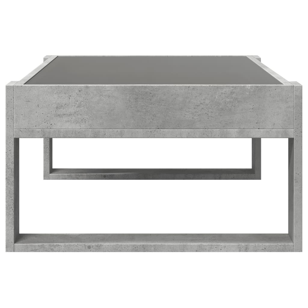 Coffee Table with Infinity LED Concrete Grey 90x53x30 cm