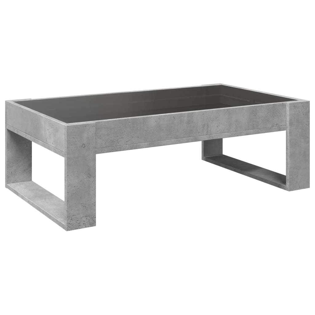 Coffee Table with Infinity LED Concrete Grey 90x53x30 cm