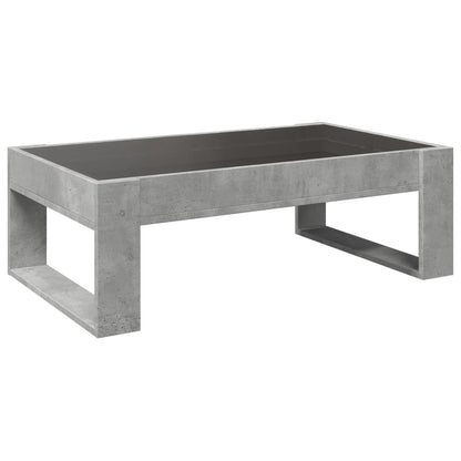 Coffee Table with Infinity LED Concrete Grey 90x53x30 cm