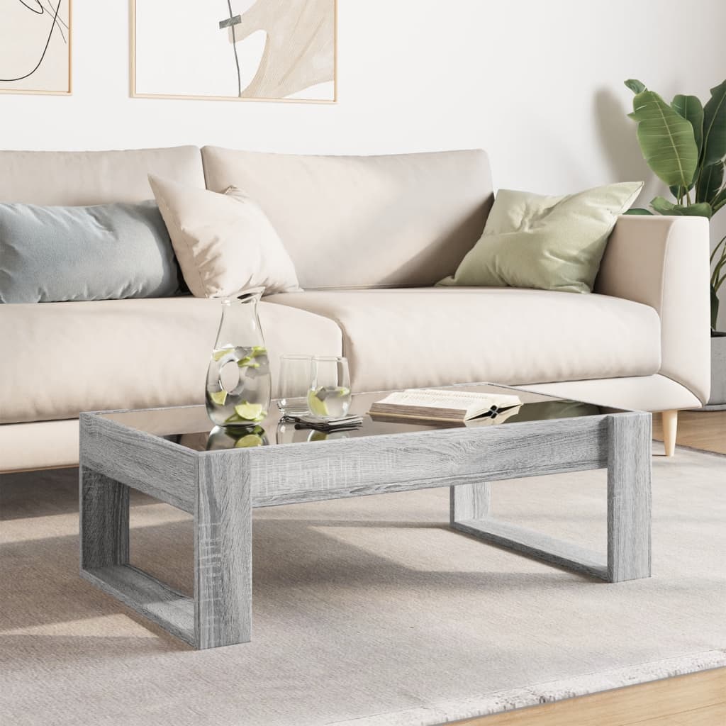 Coffee Table with Infinity LED Grey Sonoma 90x53x30 cm